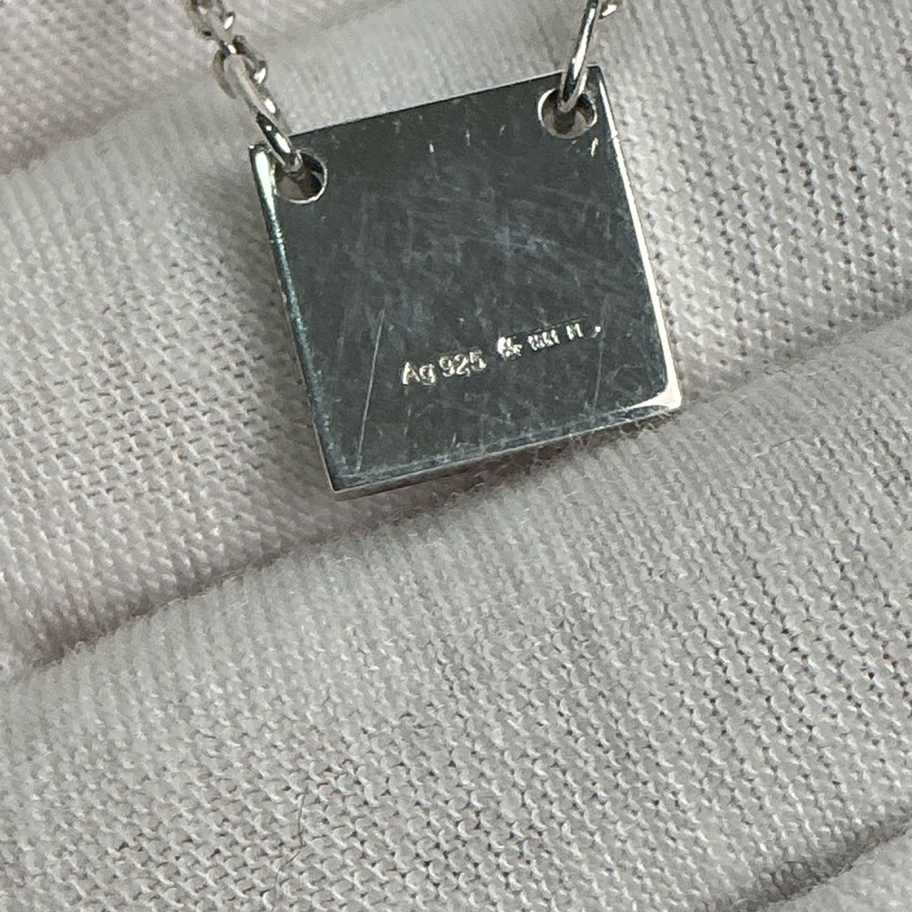 Authentic Gucci Square Plate Tag Pendant 925 Silver Necklace Signature Clasp - Picture 9 of 14